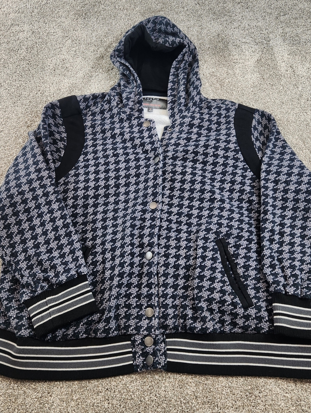 Torrid Black and Gray Houndstooth Hooded Knit Jacket 4X